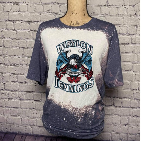 Custom Waylon Jennings Bleached Graphic Tee - Picture 1 of 3